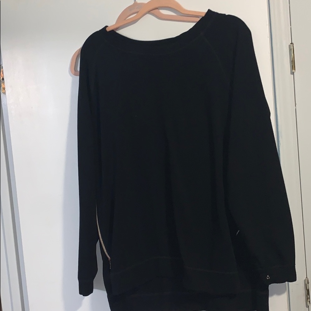 Black sweater with rose gold side zippers